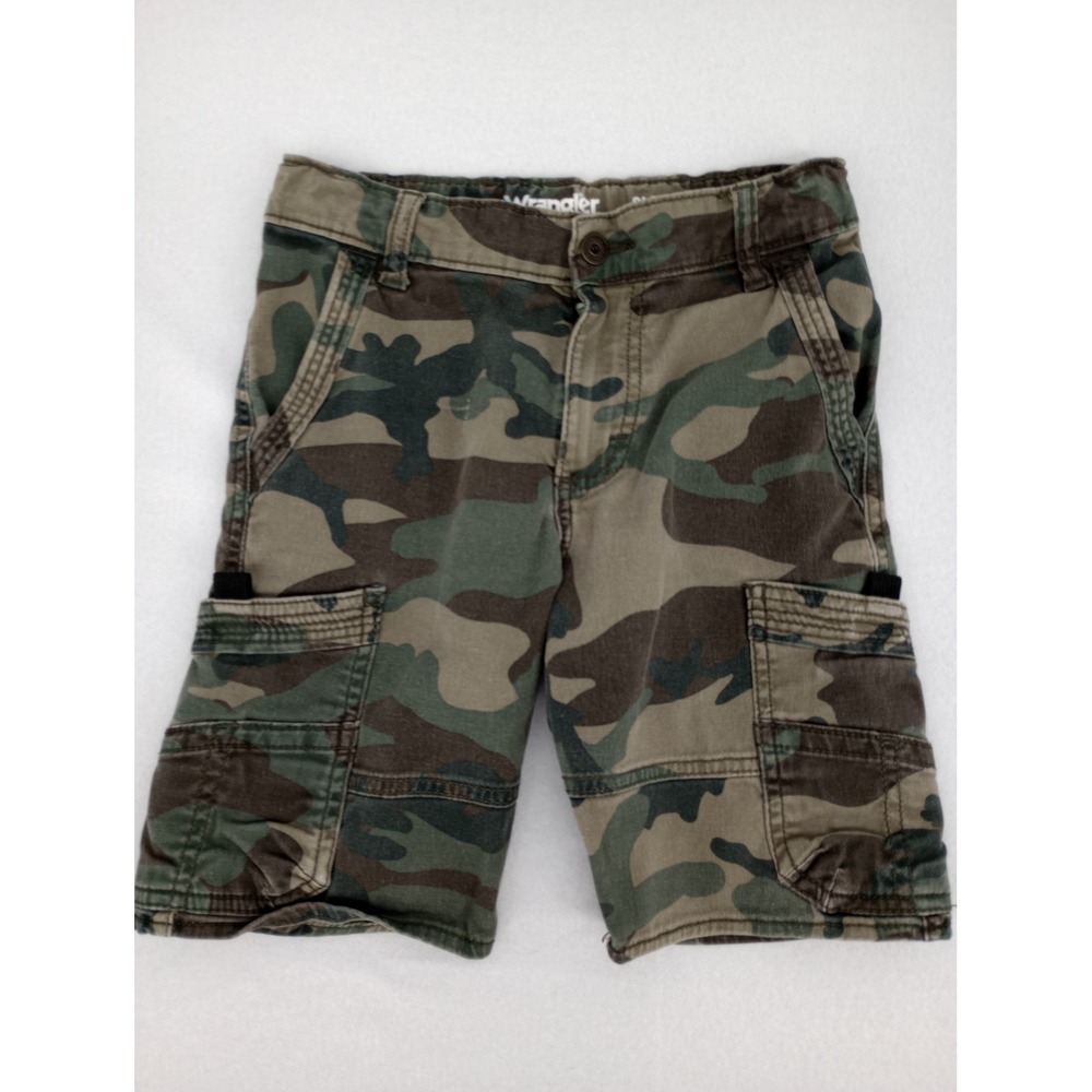 Wrangler Cargo Shorts Kids Size 7 Green Camo Classic Straight